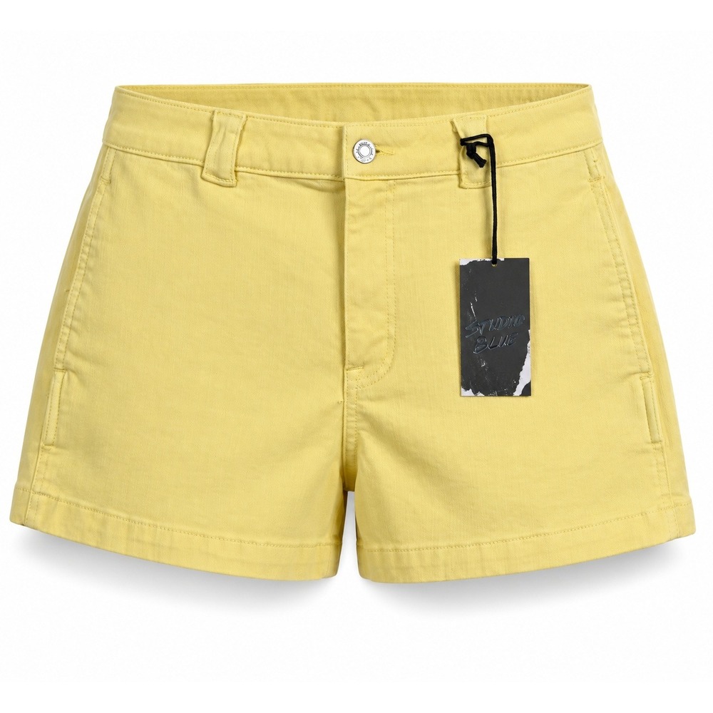 Studio‎ Blue Camden High Rise Trouser Short Pale Yellow Custard Size 6 NWT